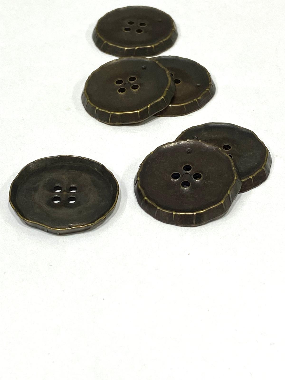 İtalyan Kaban Hırka Düğmesi / 6 lı set / 2,5 cm / Oksit Vintage / m03255
