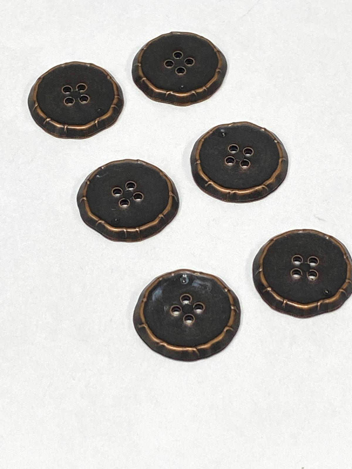 İtalyan Hırka Ceket Düğmesi / 6 lı set / 1,8 cm / Bakır Vintage / m03254