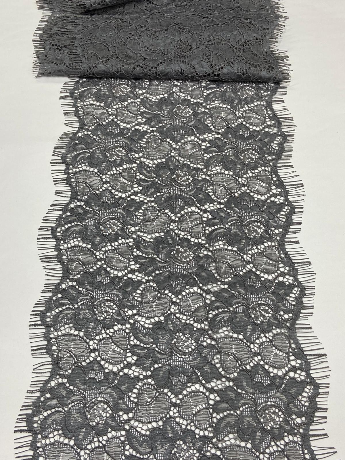 Geniş Dantel / Geniş Yumuşak Dokulu Dantel / 3 Metre / Gri