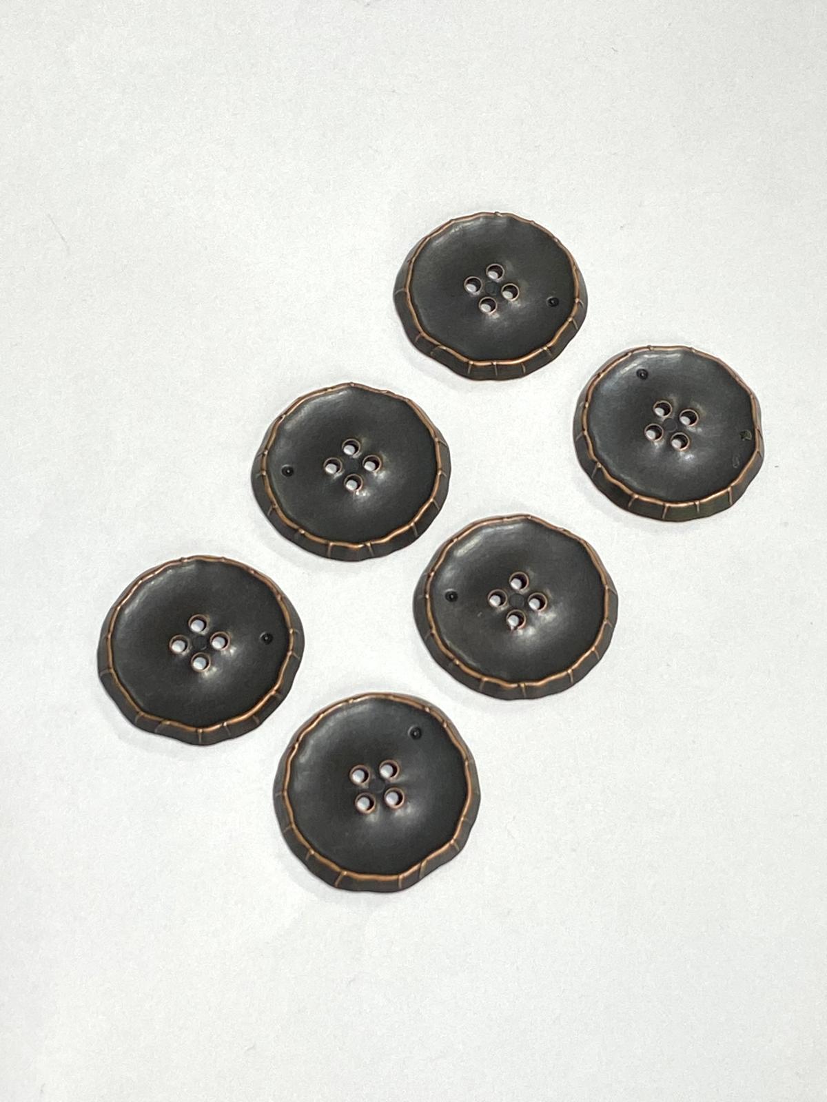İtalyan Kaban Hırka Düğmesi / 6 lı set / 2,5 cm / Bakır Vintage / m03254