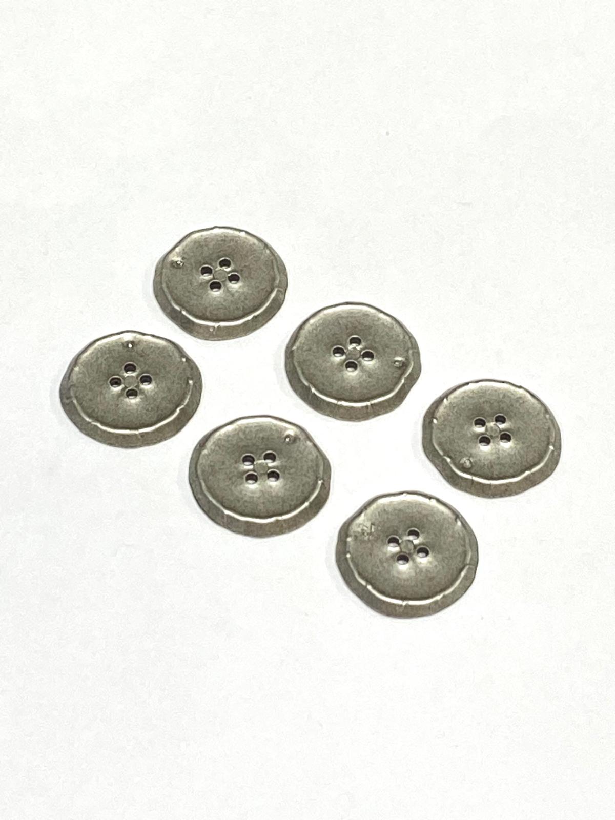 İtalyan Hırka Ceket Düğmesi / 6 lı set / 1,8 cm / Gümüş Vintage / m03256