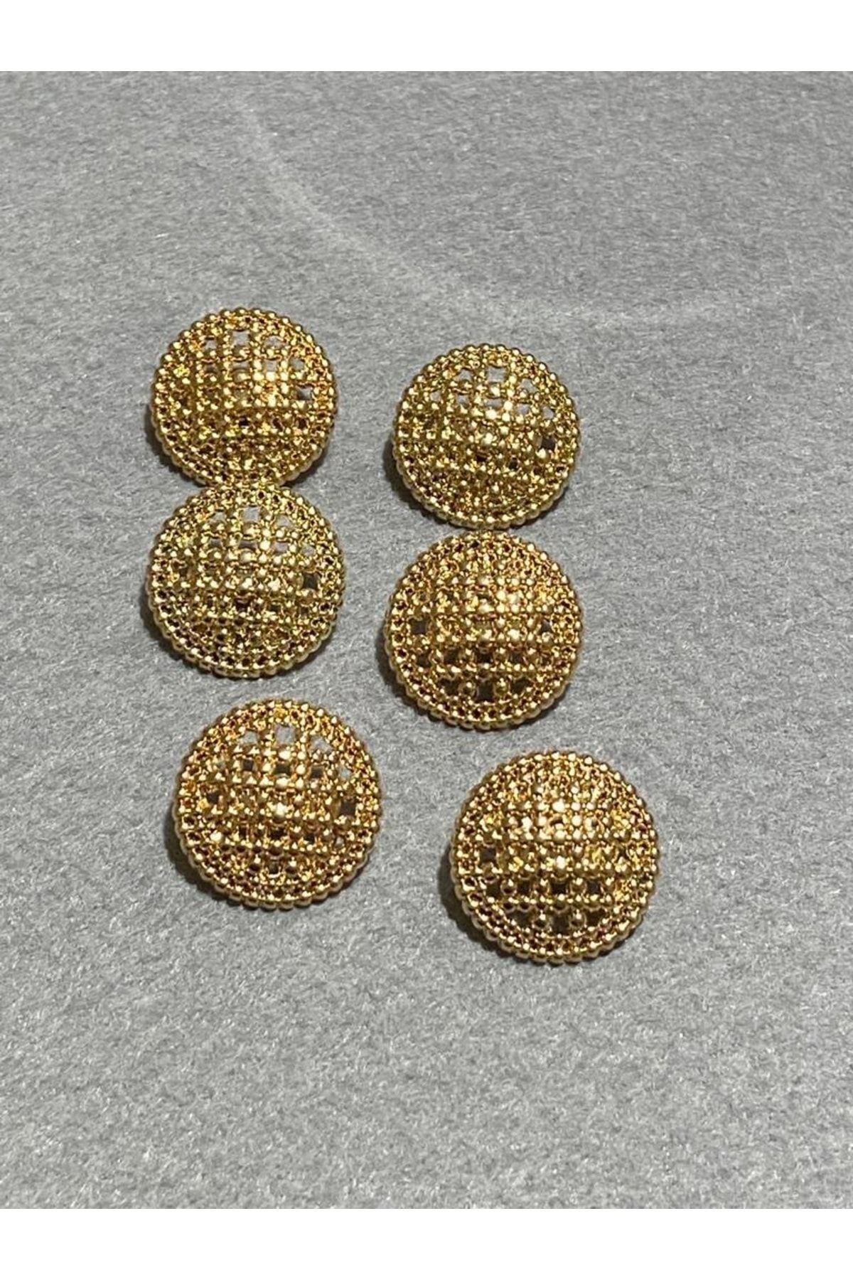 Hırka Yelek Düğmesi Boyu File Model Özel Kaplama Gold 6 Lı Set