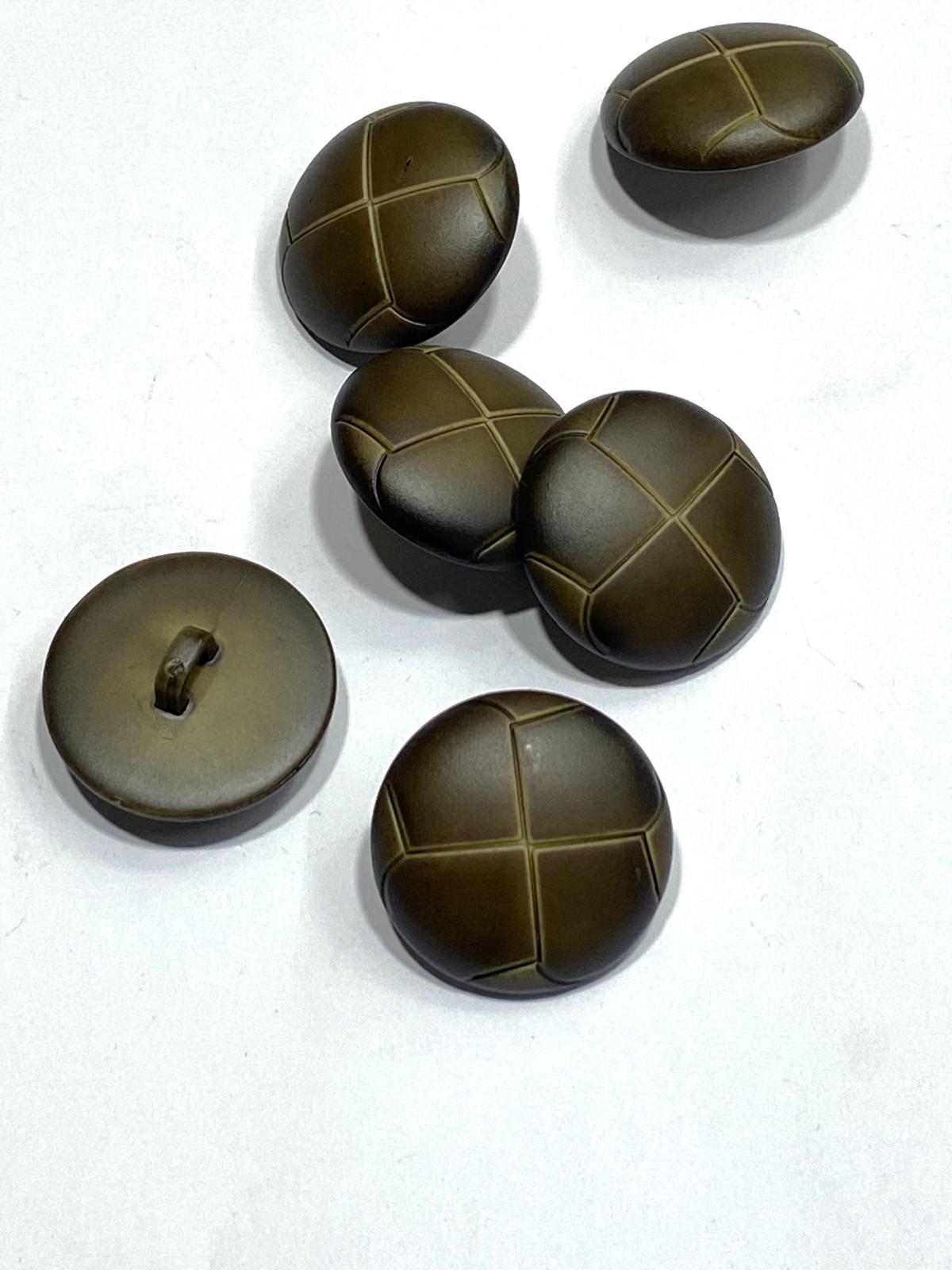 Kaban Mont Düğmesi İtalyan Düğme / Deri Görünümlü / Haki / 6 lı set / 2,7 cm