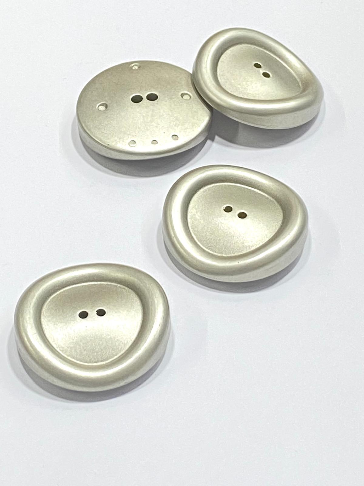 İtalyan Kaban Düğmesi / Mat Gümüş Büyük Boy / 3,8 cm / 4 lü set