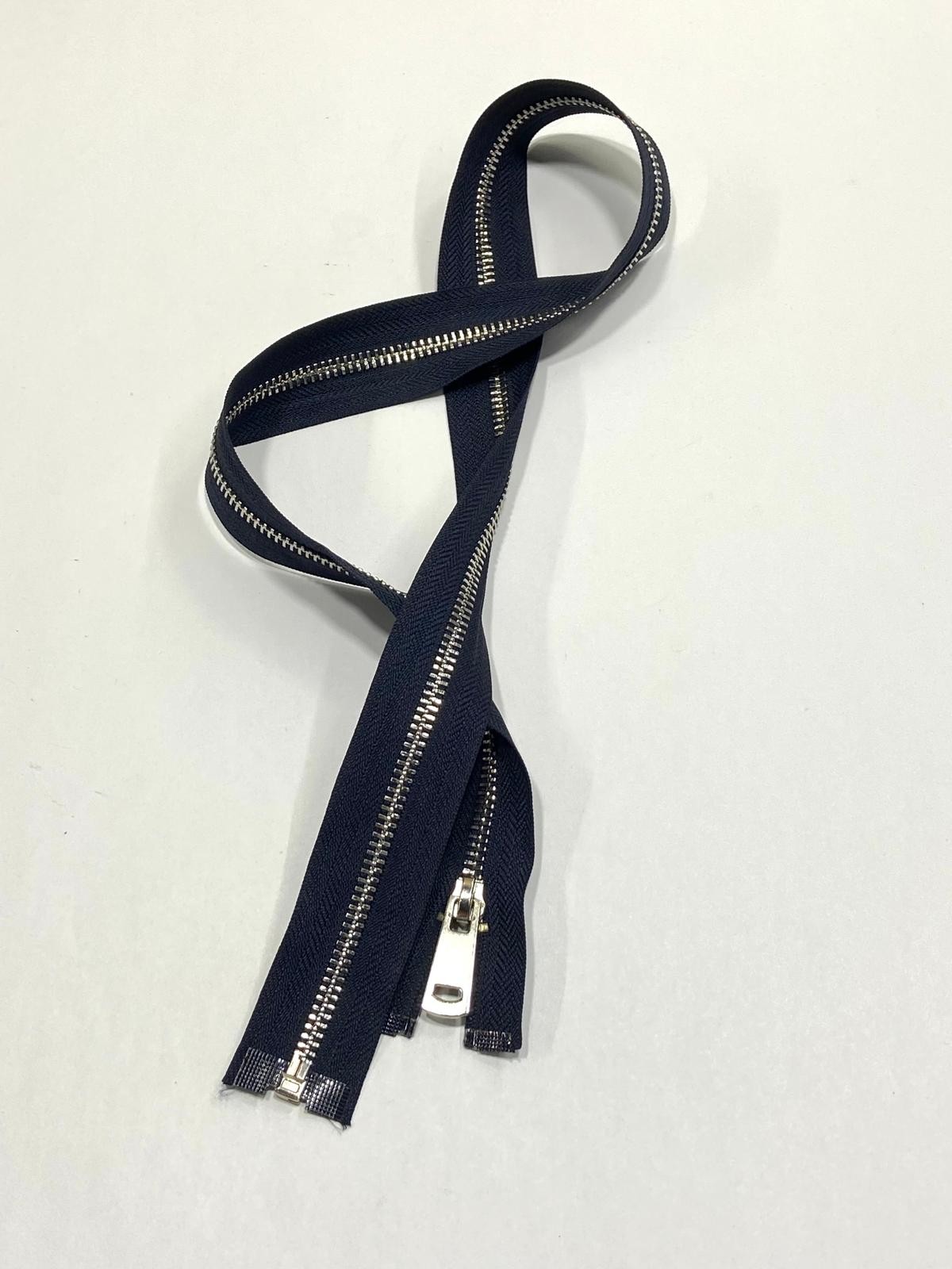Demir diş kaban mont fermuarı / 75 cm / Lacivert / Gümüş diş / no 5