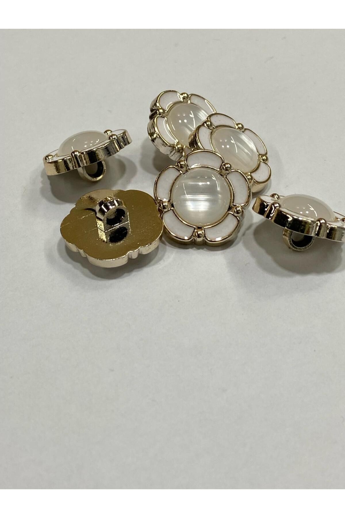 Papatya Düğme/ Papatya Sedefli Model / Beyaz / 6 lı set / 2 cm