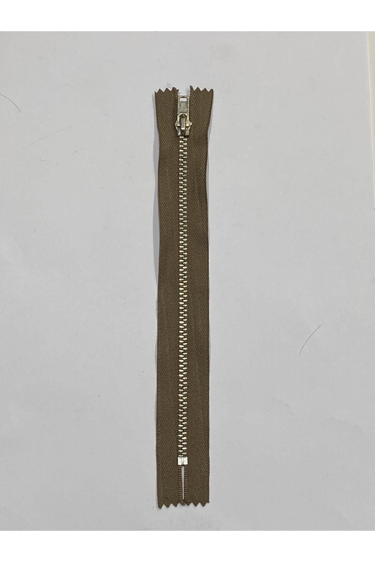 Kot pantolon fermuarı / demir diş pantolon fermuarı / toprak rengi 18 cm