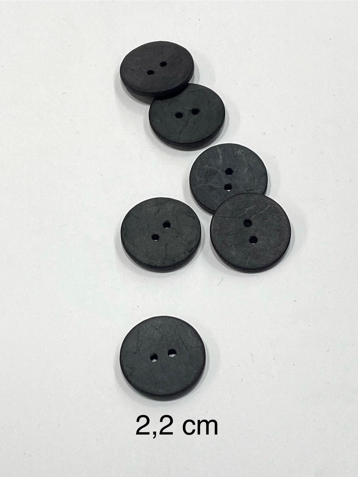 Kokonat Düğme / Özel Boyama / Siyah Renk / 6'lı set / 2,2 Cm