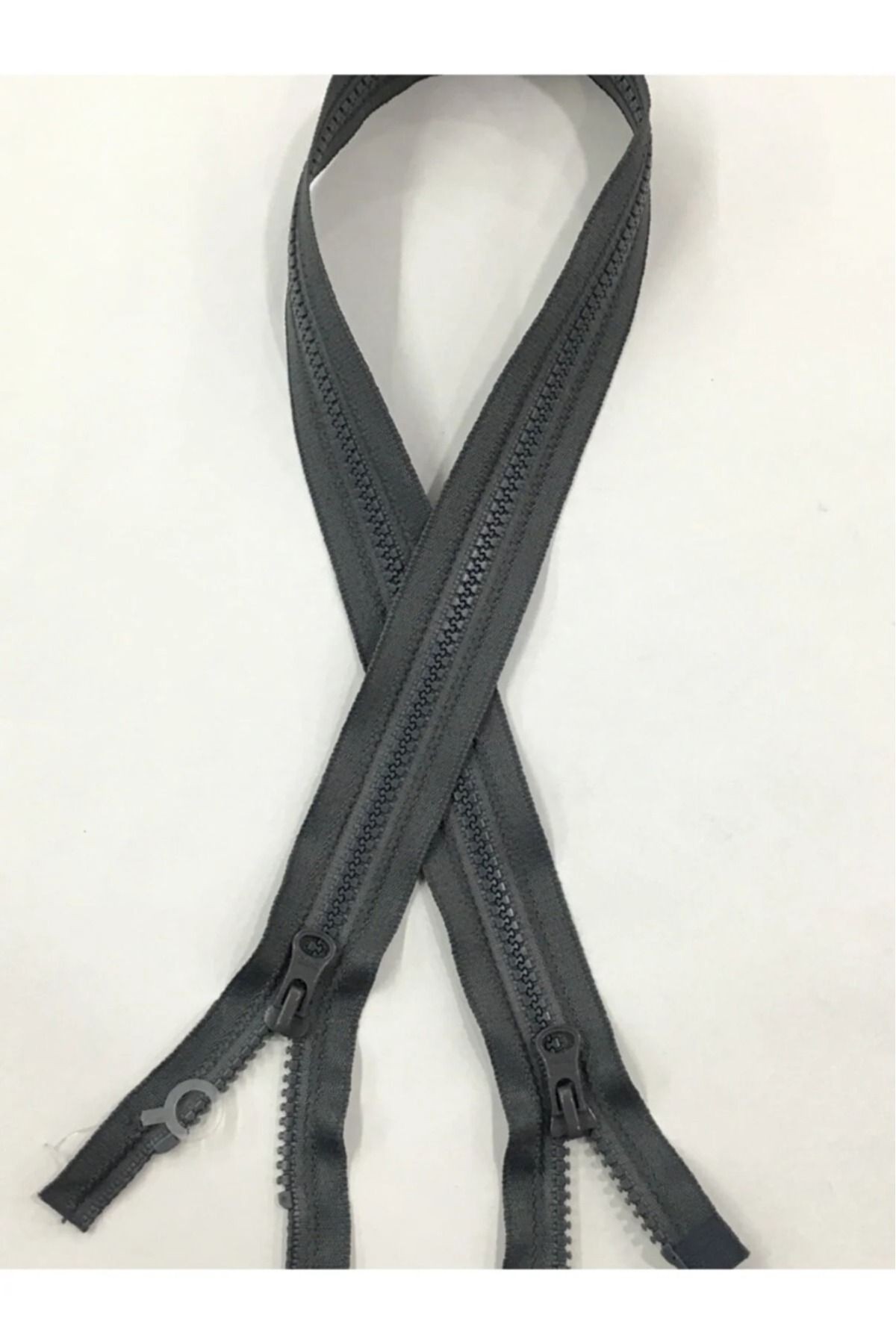 Mont Fermuarı Çift Yön 60 Cm Gri Kemik Diş 1123