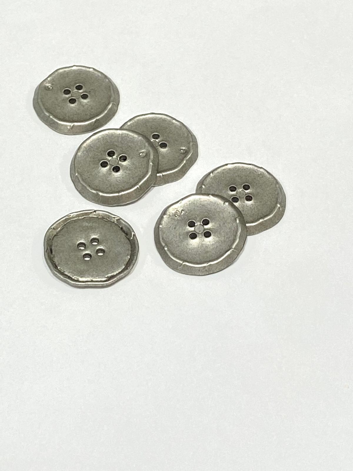 İtalyan Kaban Hırka Düğmesi / 6 lı set / 2,5 cm / Gümüş Vintage / m03256