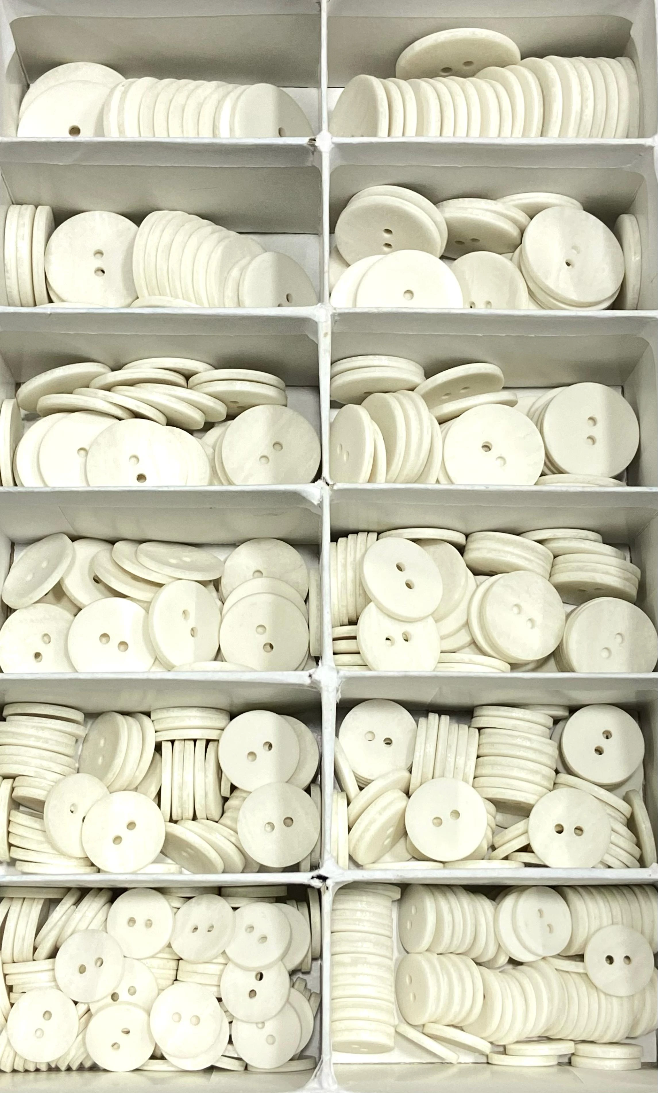 Ahşap Görünümlü Plastik Düğme / 6 lı set Beyaz/02742 /