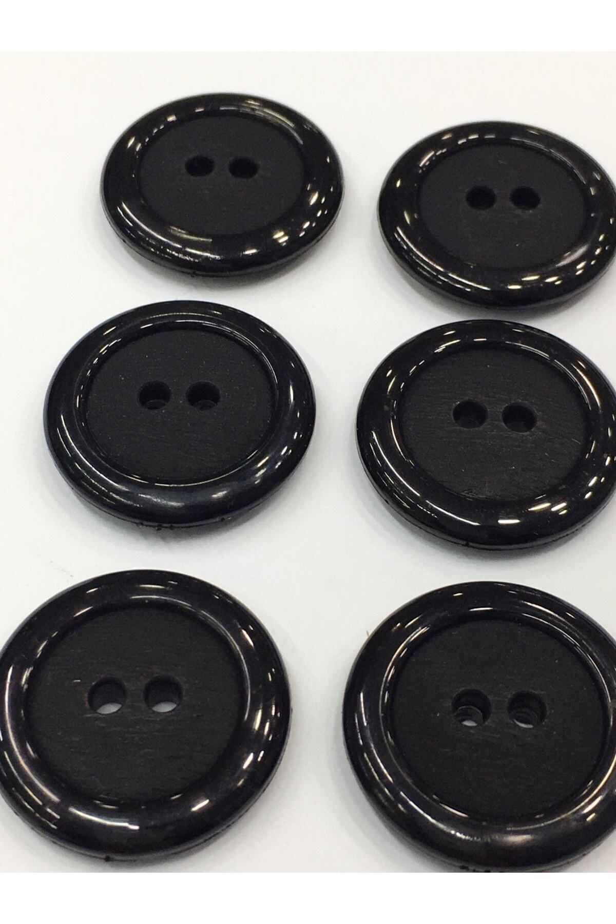 Kaban Trençkot Mont Düğmesi Italyan Düğme 6 Lı Set Siyah 2,5 Cm (M46690)