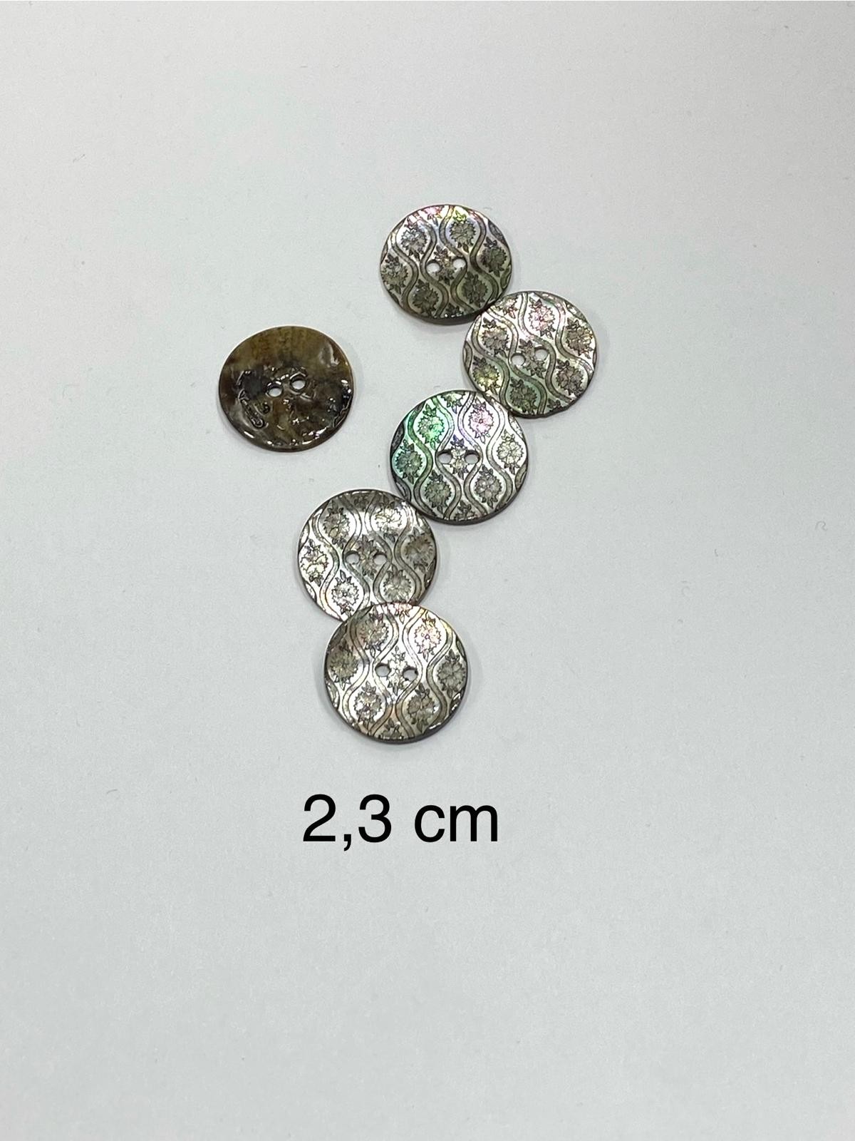 Italyan Işli Sedef Düğme 6 Lı Set 2,3 Cm