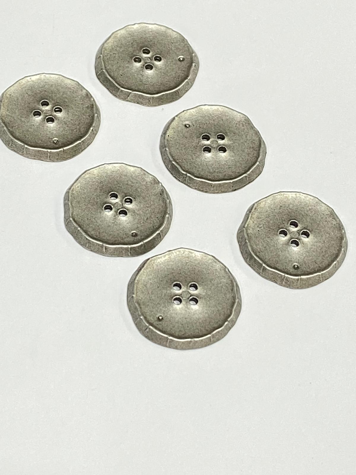 İtalyan Kaban Hırka Düğmesi / 6 lı set / 2,5 cm / Gümüş Vintage / m03256