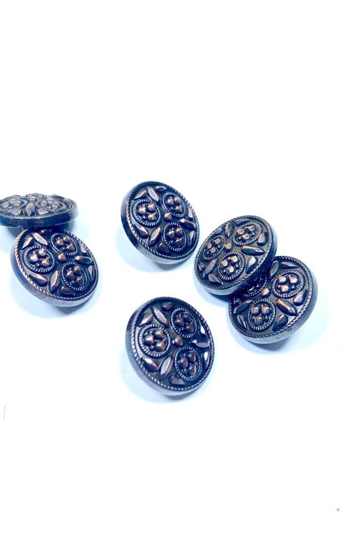 Hırka Yelek Düğmesi / Metal Düğme / Antik Bakır / 1,8 Cm / 6 Lı Set/mde