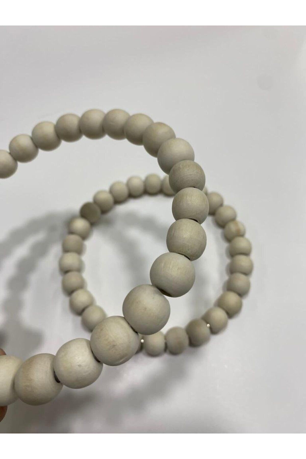 Ahşap Boncuklu Yuvarlak Çanta Sapı 12 cm