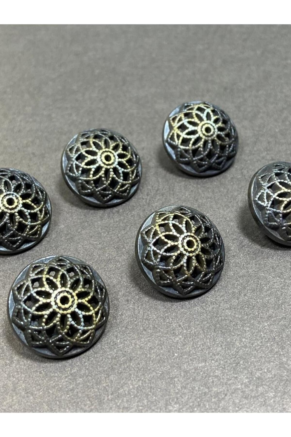 Hırka Yelek Düğmesi / Metal Düğme / Antik Sarı / 1,8 Cm / 6 Lı Set/mde