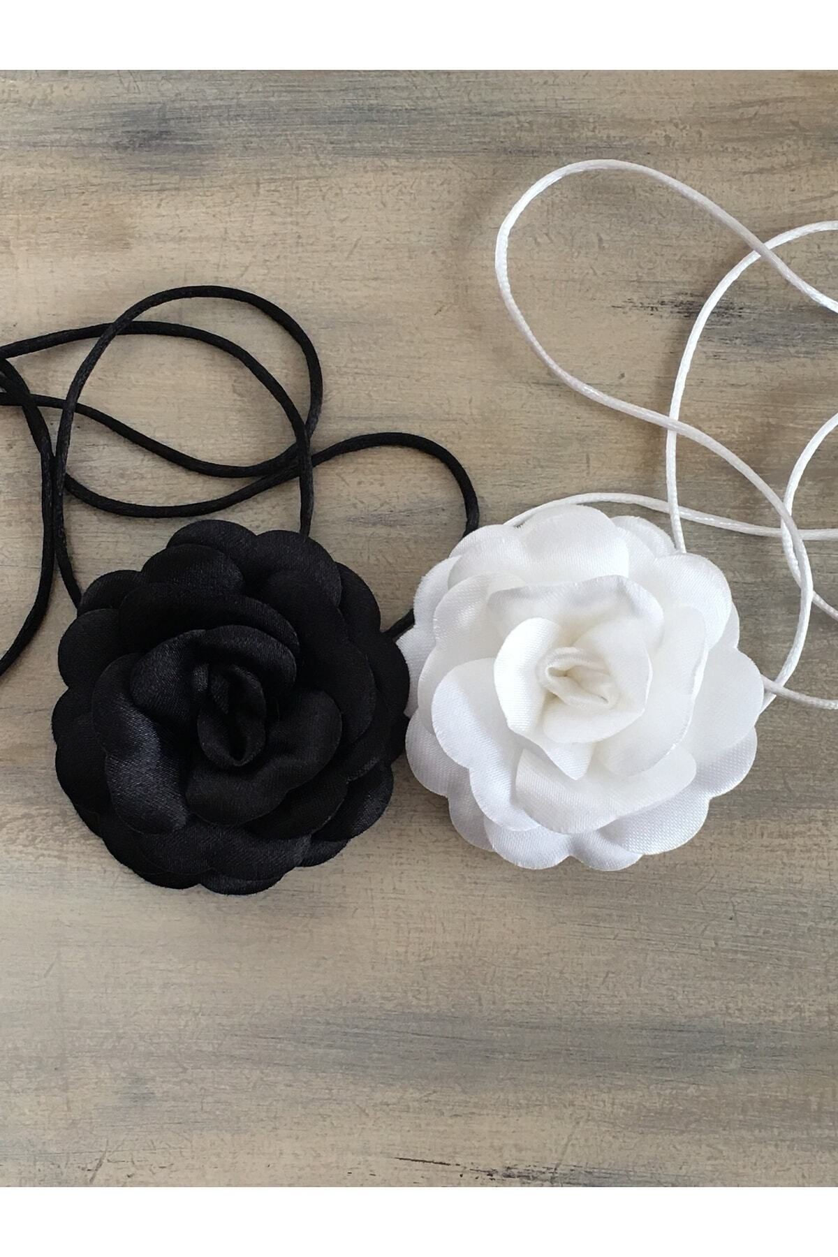 Kolye/choker Kolye/bağcıklı Saten Gül Kolye (2 Lİ SET)
