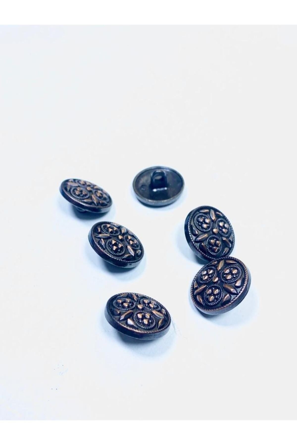 Hırka Yelek Düğmesi / Metal Düğme / Antik Bakır / 1,8 Cm / 6 Lı Set/mde