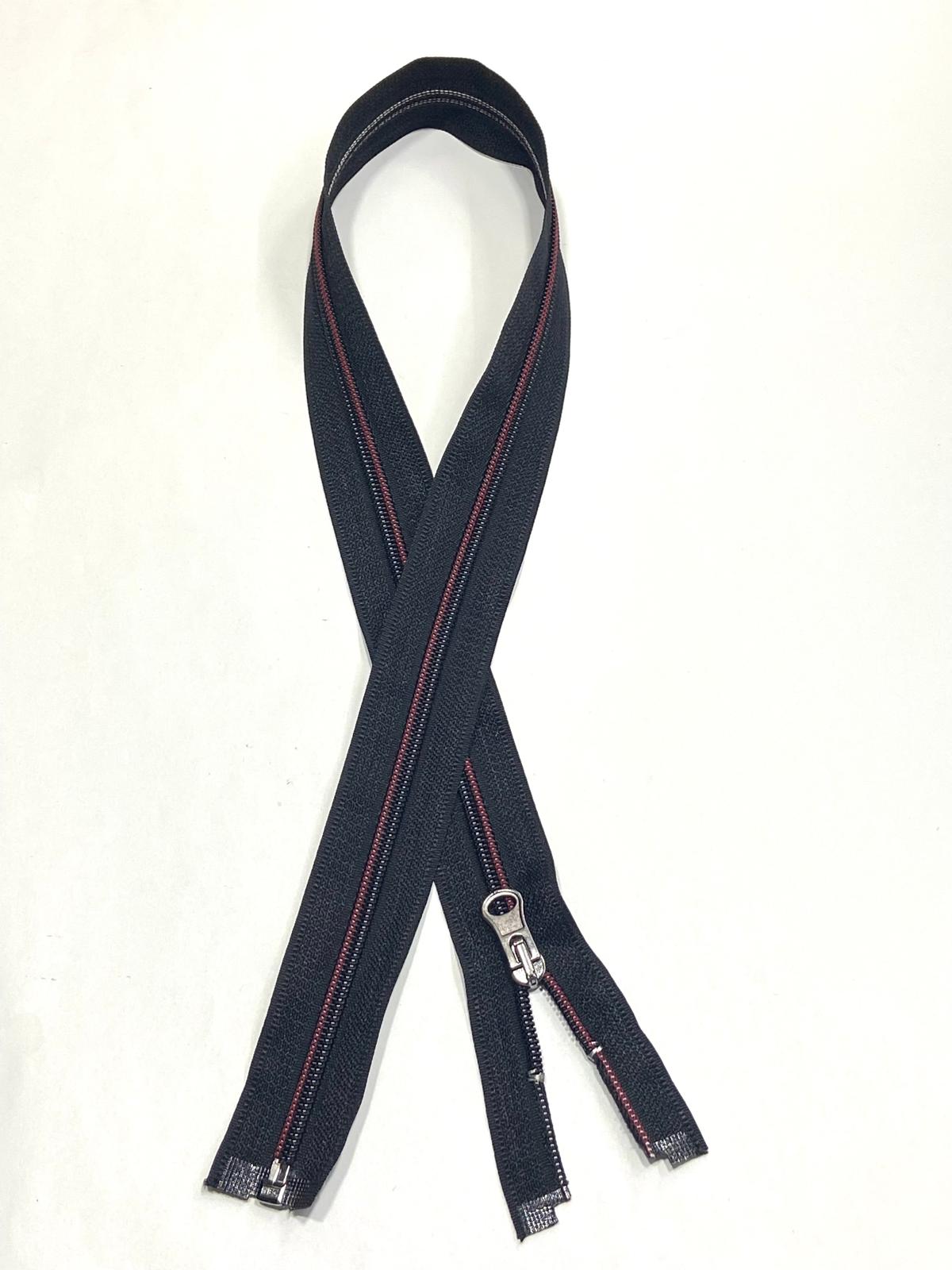 Eşofman Mont Fermuarı / 70 cm / Siyah Bordo Dikiş / msn052