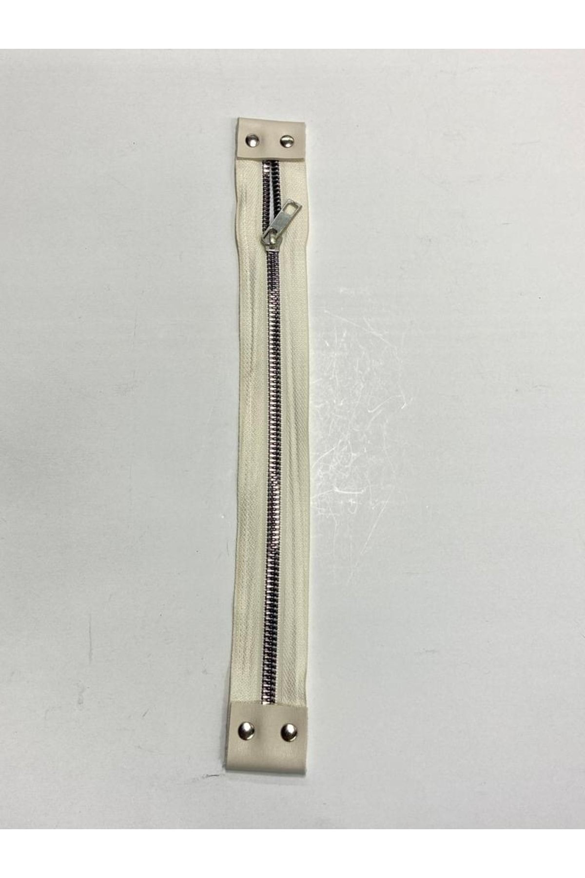 Çanta Fermuarı / Deri Detaylı Çanta Fermuarı / 40 Cm Krem