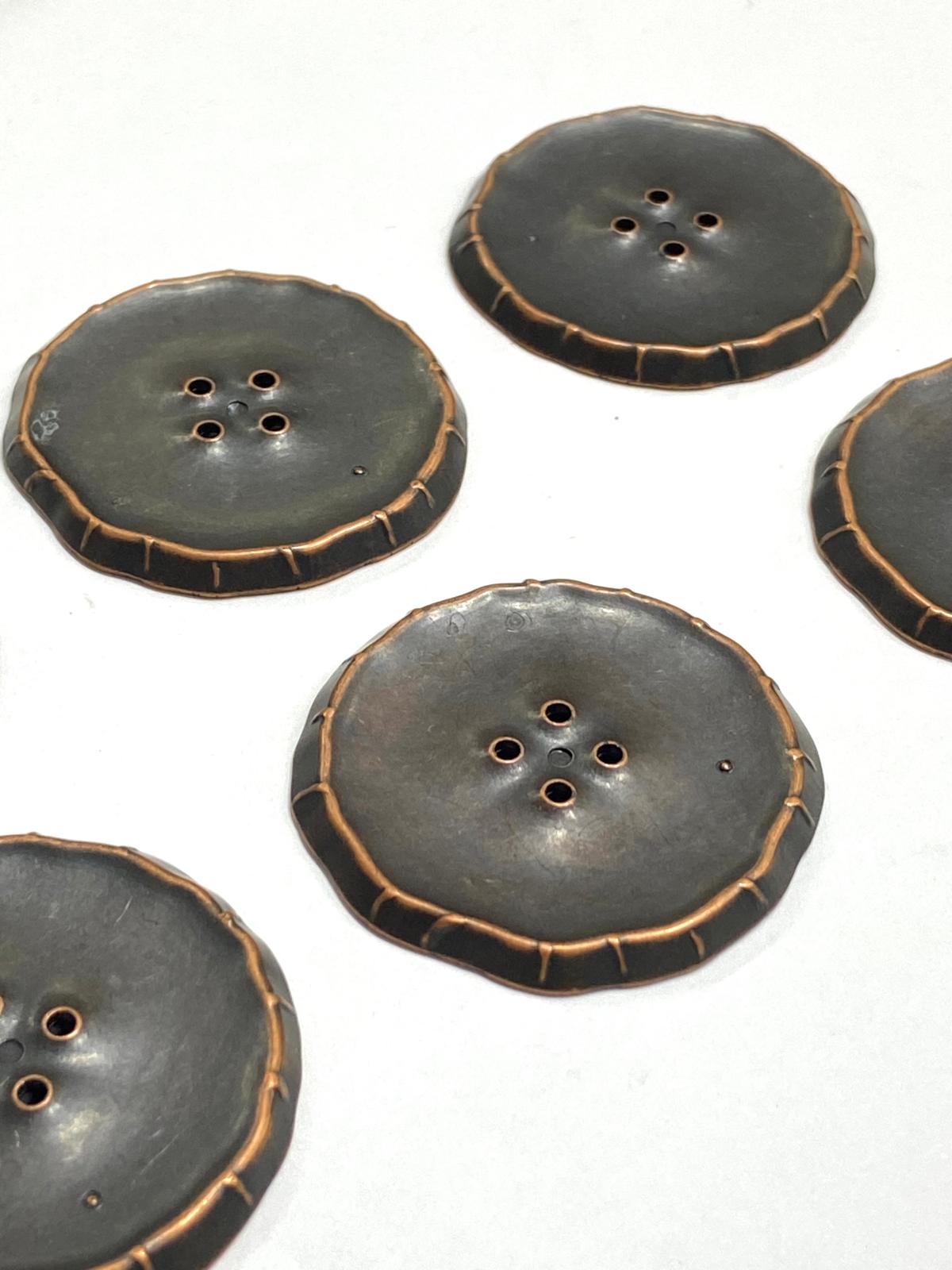 İtalyan Kaban Hırka Düğmesi / 6 lı set / 2,5 cm / Bakır Vintage / m03254