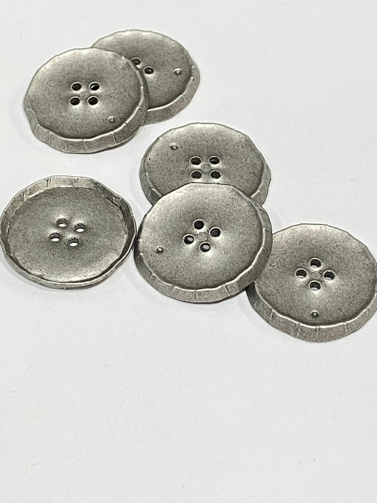 İtalyan Hırka Ceket Düğmesi / 6 lı set / 1,8 cm / Gümüş Vintage / m03256