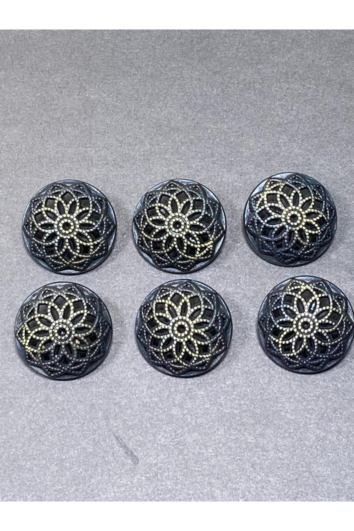 Hırka Yelek Düğmesi / Metal Düğme / Antik Sarı / 1,8 Cm / 6 Lı Set/mde