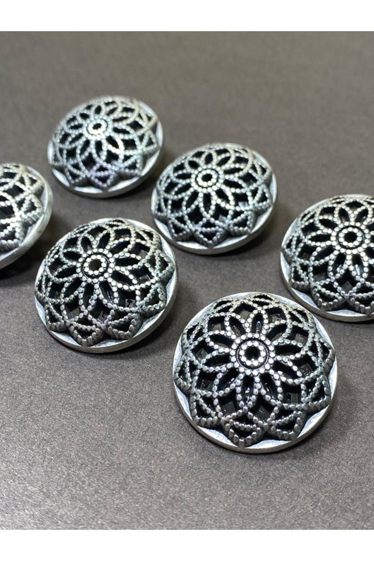Hırka Yelek Düğmesi / Metal Düğme / Eskitme Gümüş / 1,8 Cm / 6 Lı Set/mde