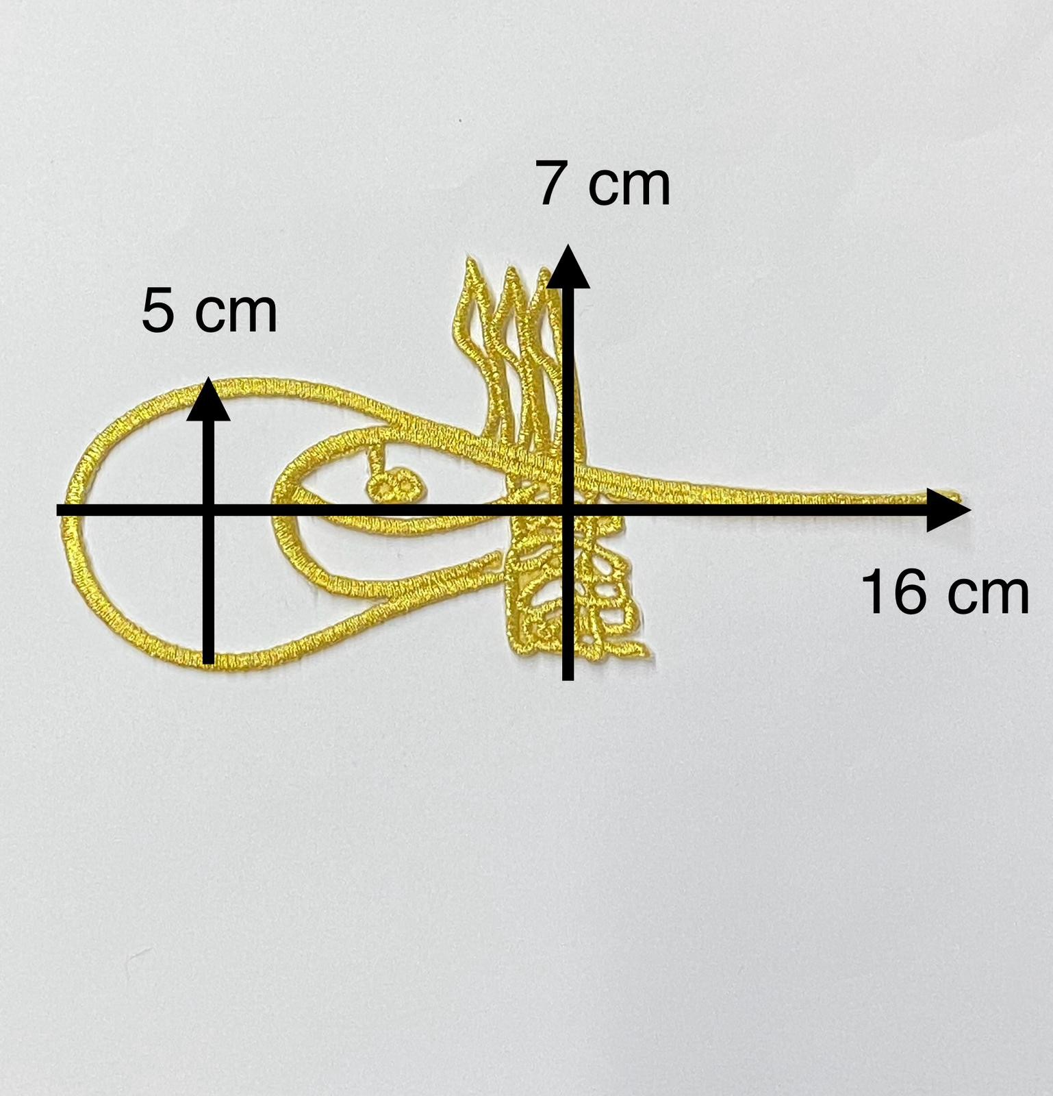 Simli Ütüyle Yapışan Tuğra Nakış Aplikesi / Orta Boy / Sim Aplike / Gold 16Cm