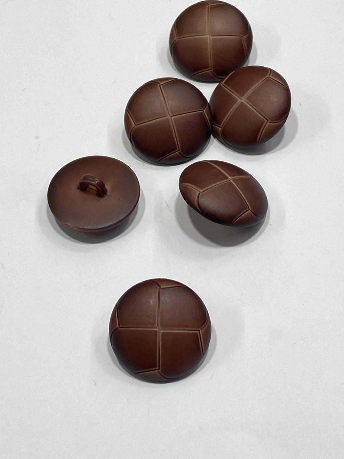 Kaban Mont Düğmesi İtalyan Düğme / Deri Görünümlü / Koyu Taba / 6 lı set / 2,7 cm