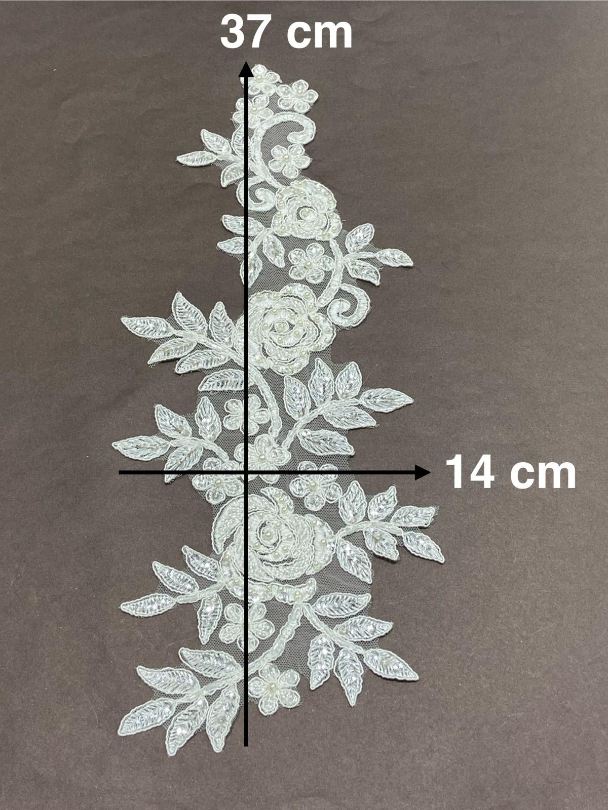 Boncuk İşli Aplike / Tekli Aplike / Krem