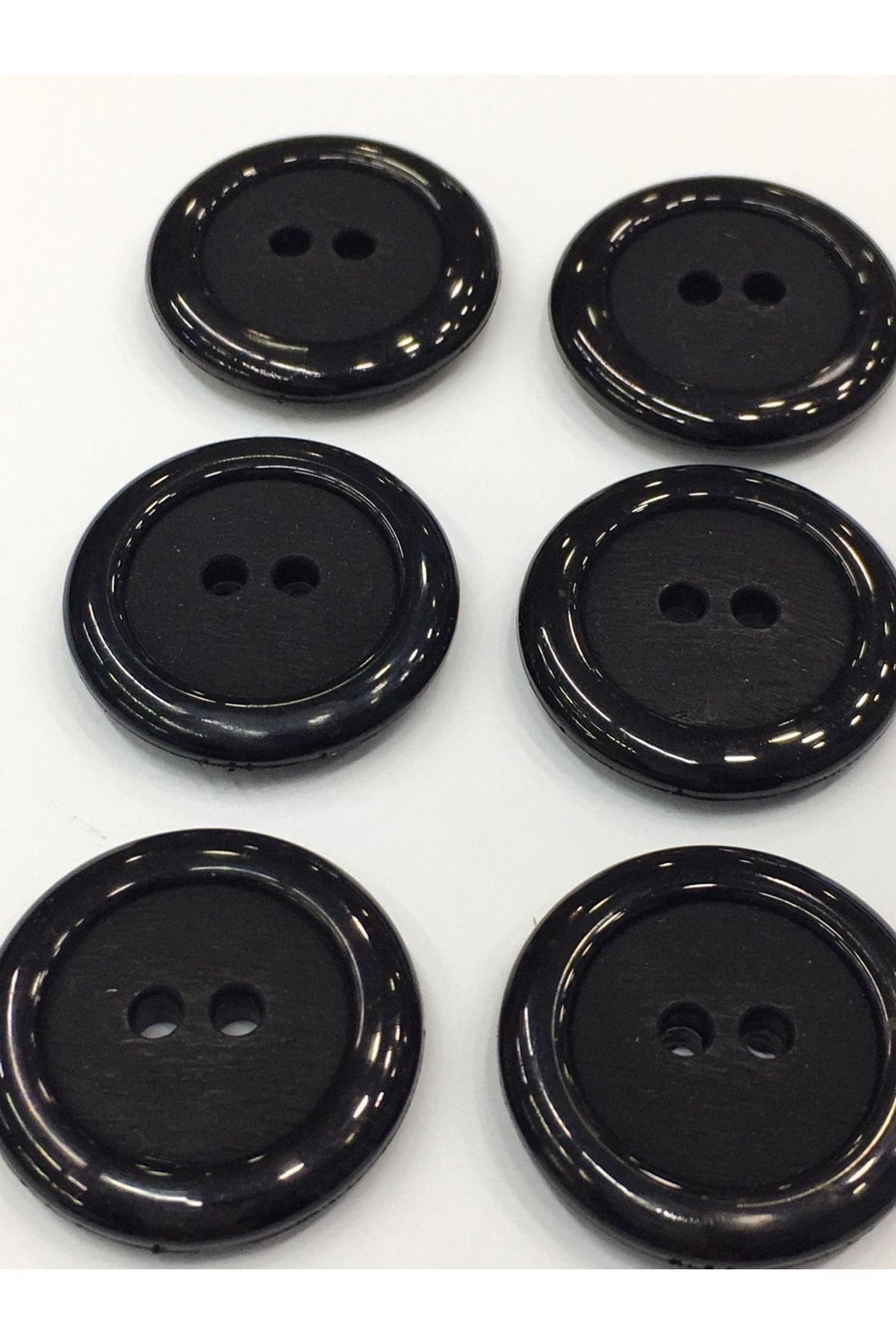 Kaban Trençkot Mont Düğmesi Italyan Düğme 6 Lı Set Siyah 2,5 Cm (M46690)