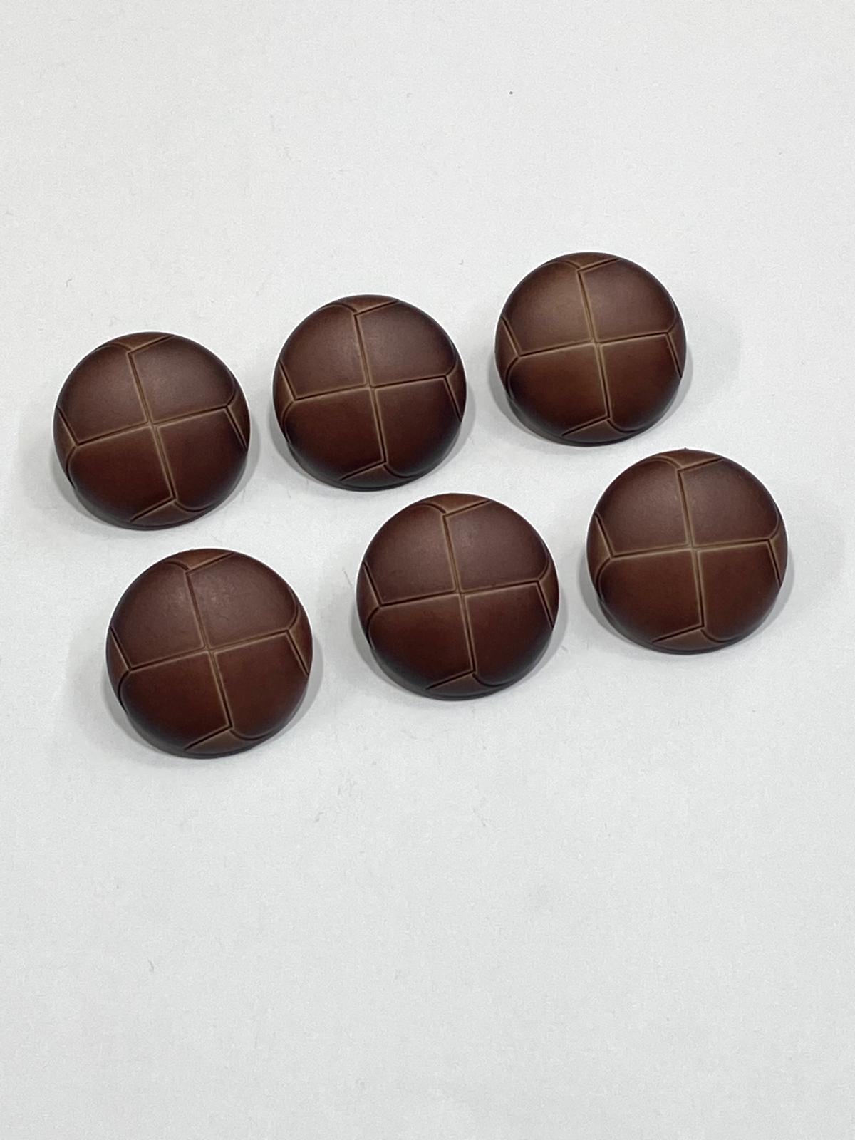 Kaban Mont Düğmesi İtalyan Düğme / Deri Görünümlü / Koyu Taba / 6 lı set / 2,7 cm