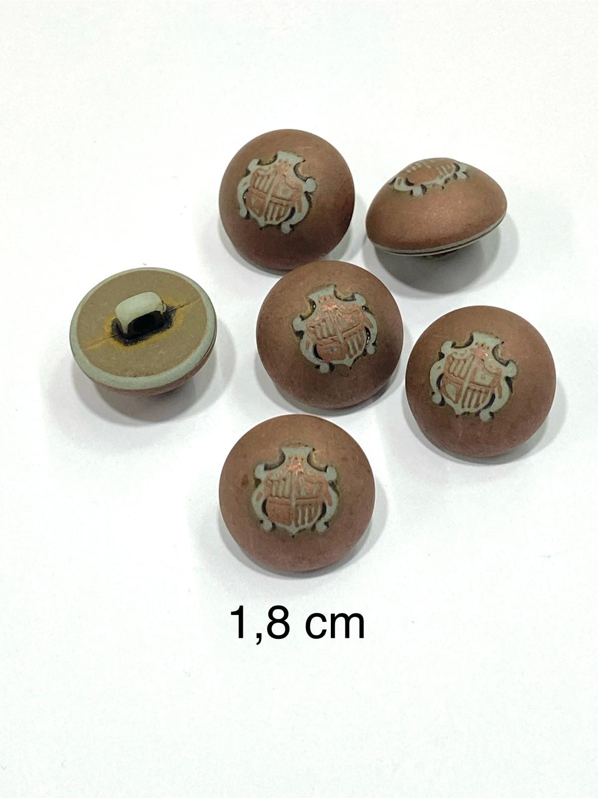 Bombeli Eskitme İtalyan Düğme /1,8 cm / 6 lı set