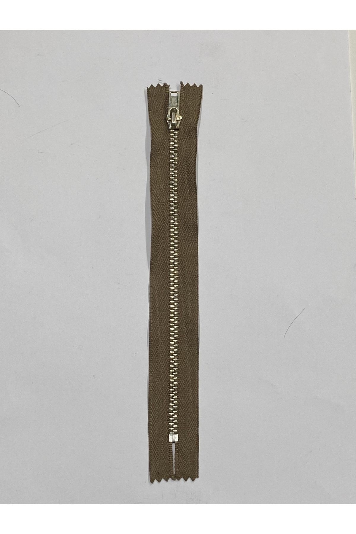 Kot pantolon fermuarı / demir diş pantolon fermuarı / toprak rengi 18 cm