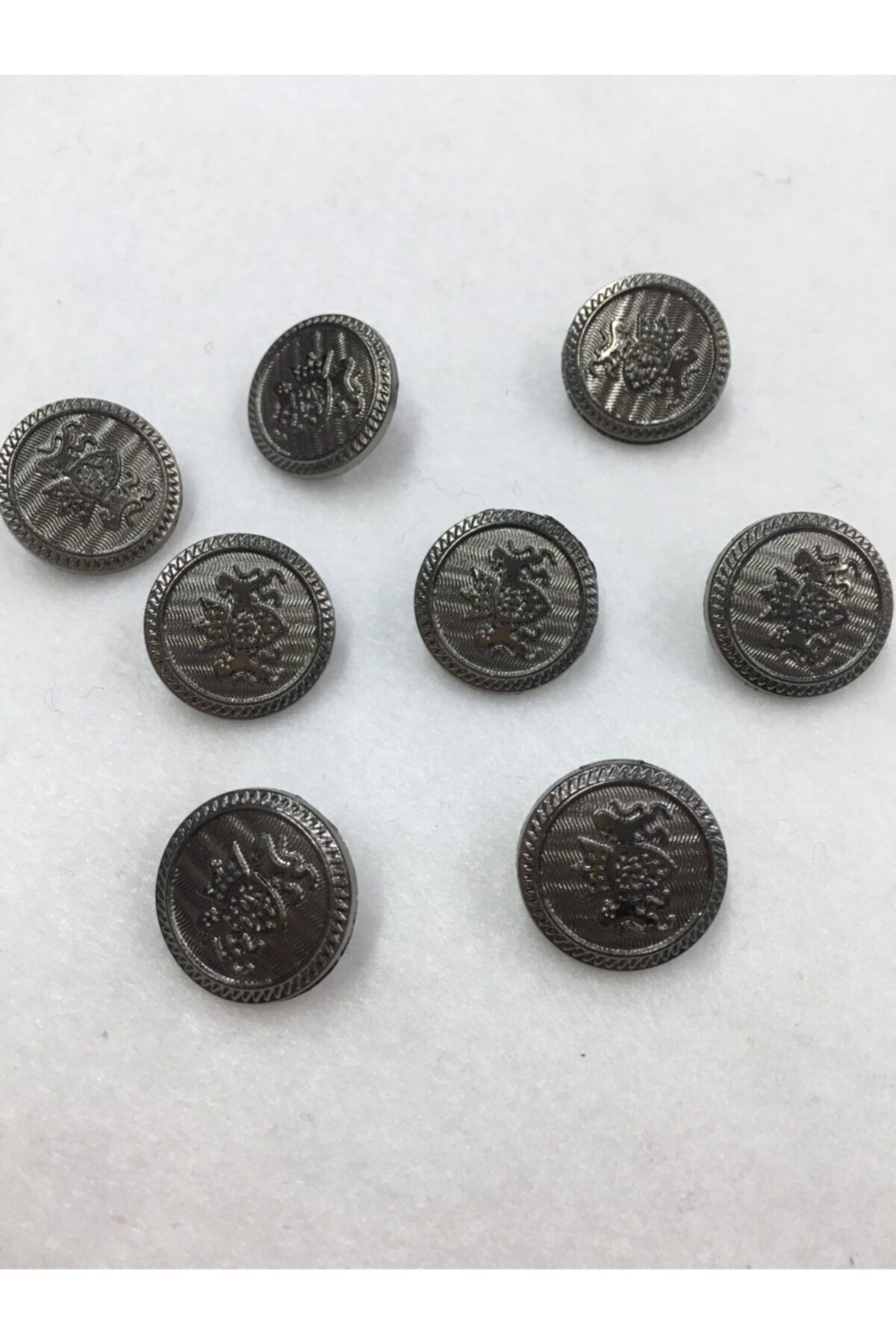 Metal Düğme Küçük Seri 8 Li Set Antrasit / Çift Aslan Modeli
