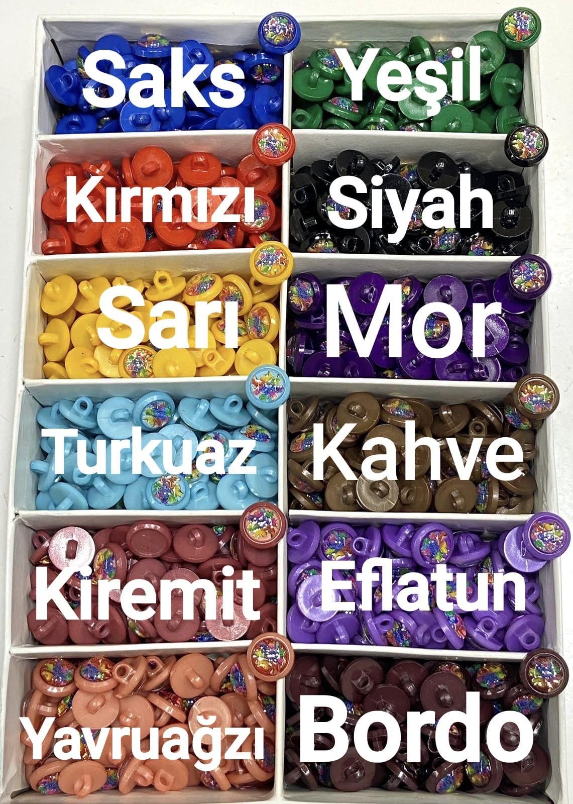 Bebek Düğmesi / Renkli Simli Model / 10 adet