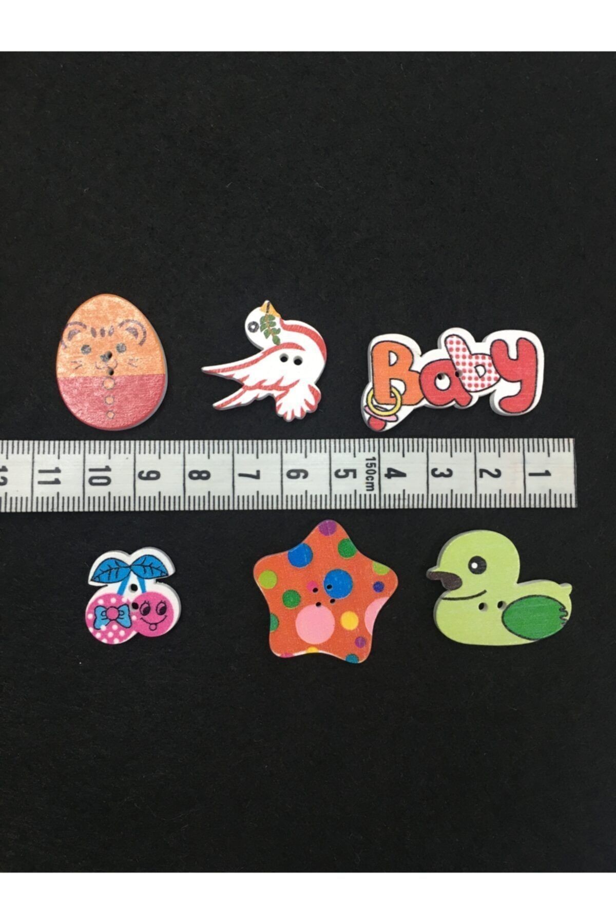 Bebek Düğmesi Karografi Süsleme Düğmesi 6 Lı Set