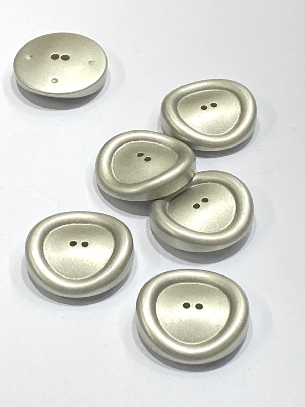 İtalyan Kaban Düğmesi / Mat Gümüş / 3 cm / 6 lı set