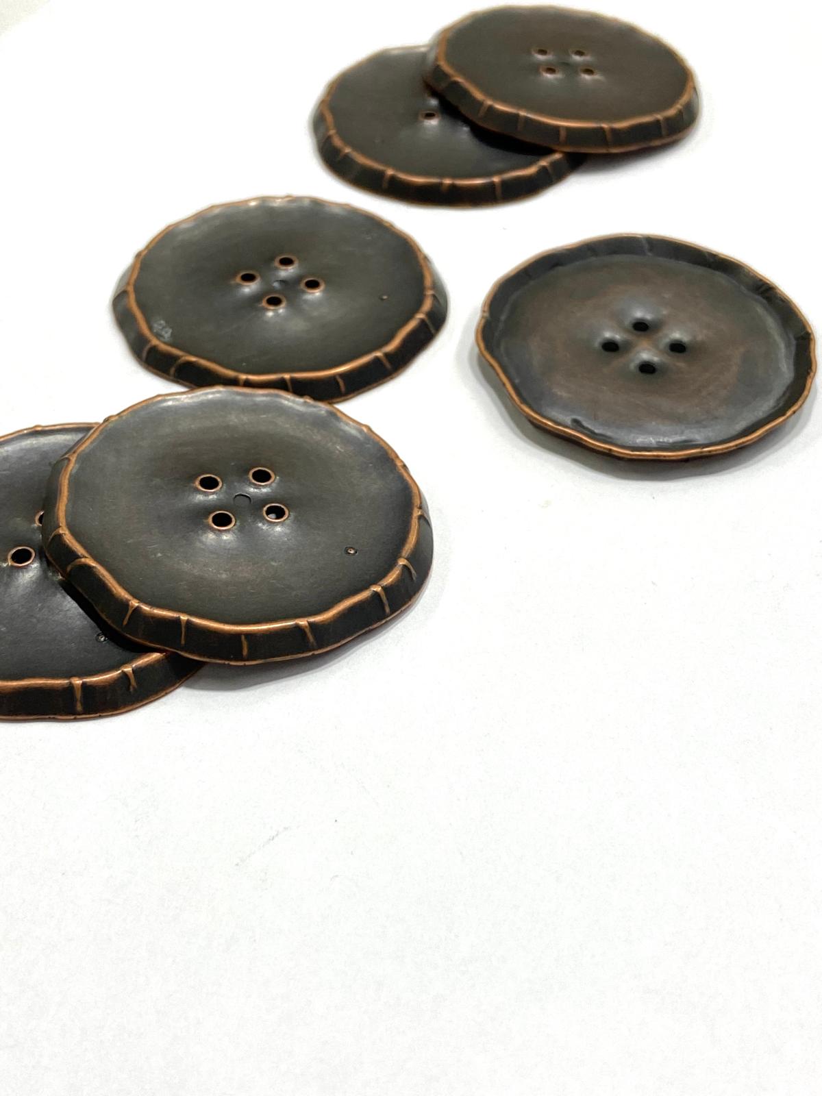 İtalyan Kaban Hırka Düğmesi / 6 lı set / 2,5 cm / Bakır Vintage / m03254