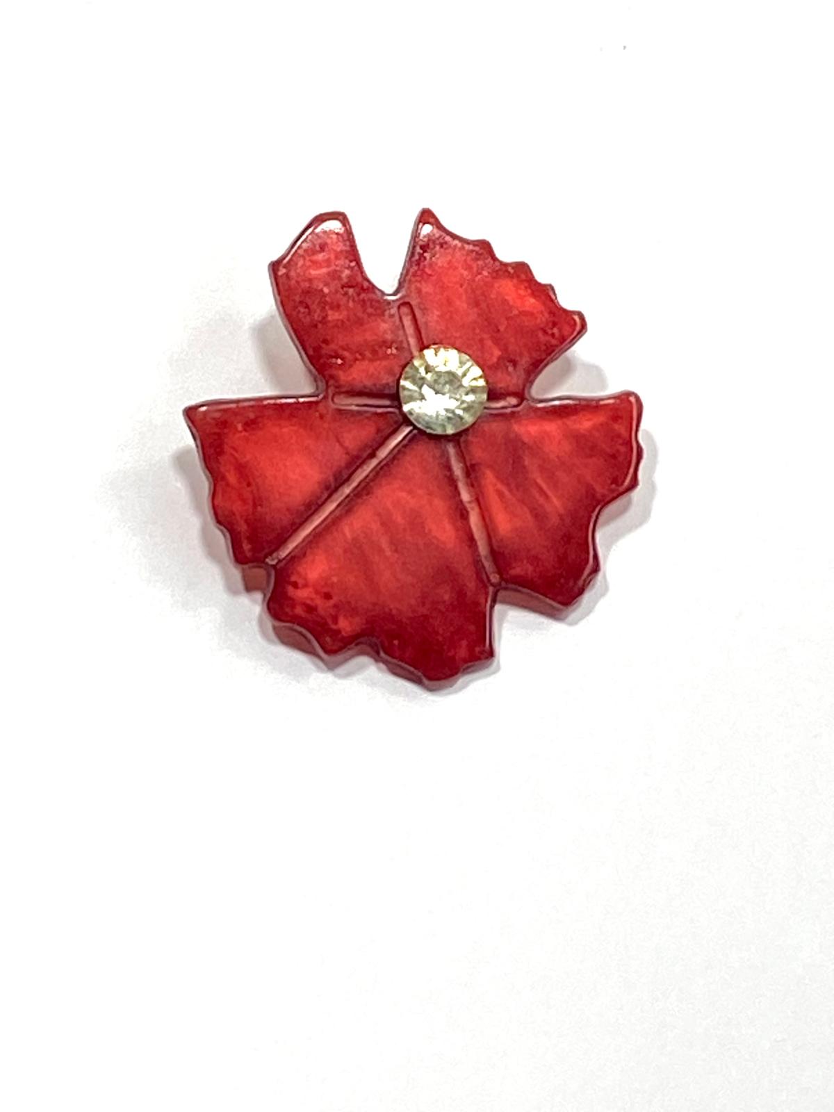Tek Taşlı Broş / Çiçek Broş / 4 cm