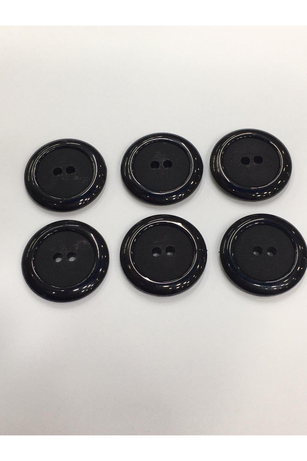 Kaban Trençkot Mont Düğmesi Italyan Düğme 6 Lı Set Siyah 2,5 Cm (M46690)