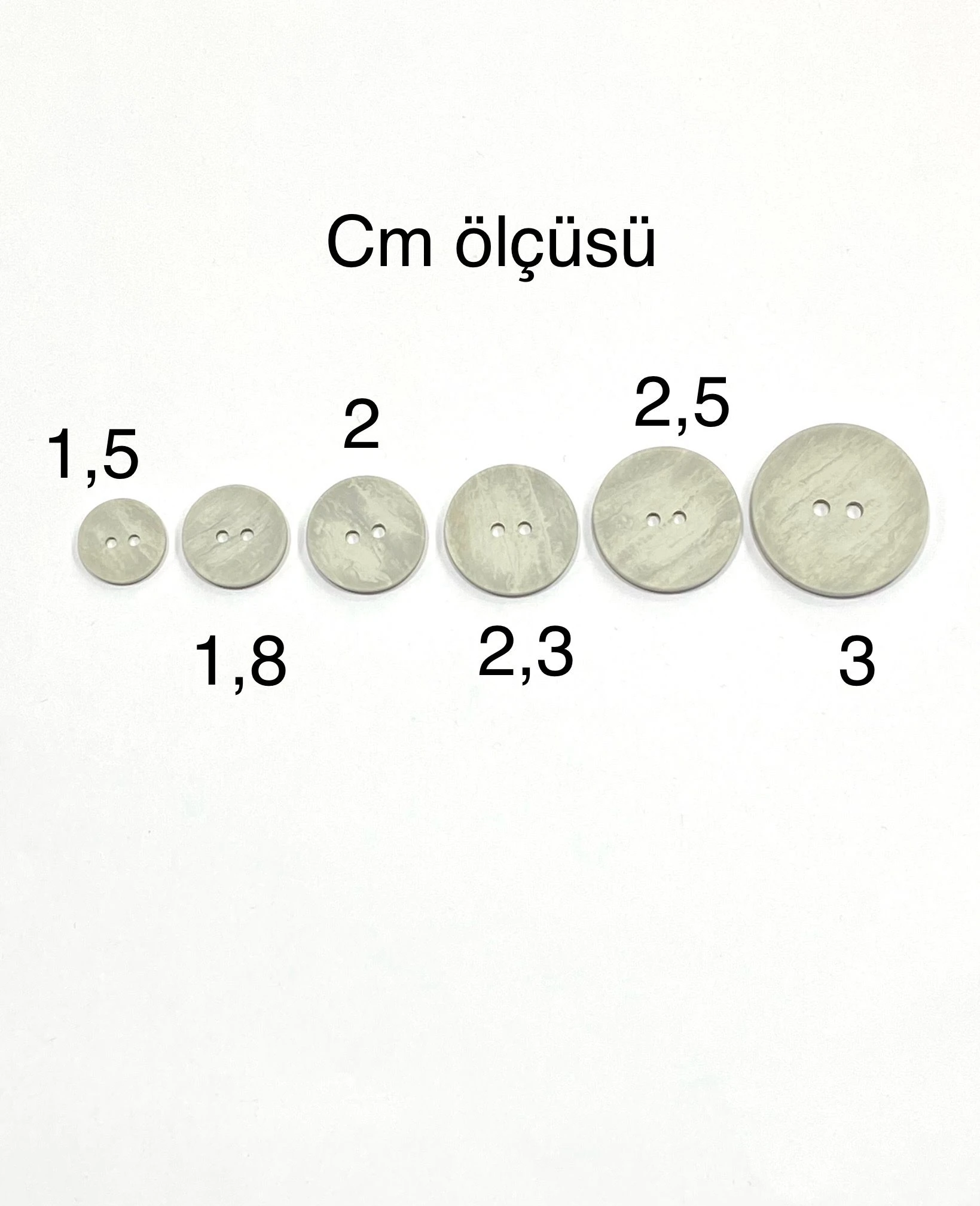 Ahşap Görünümlü Plastik Düğme / 6 lı set Açık Gri/02741 /