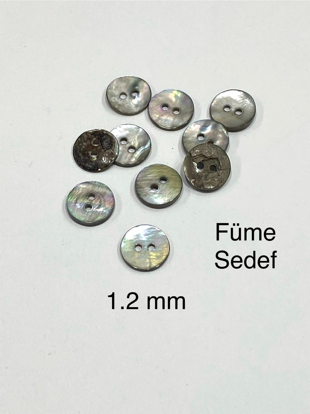 Sedef Düğme/ Gerçek Sedef Düğme / Füme Renk 1.2 mm / 10 lu set