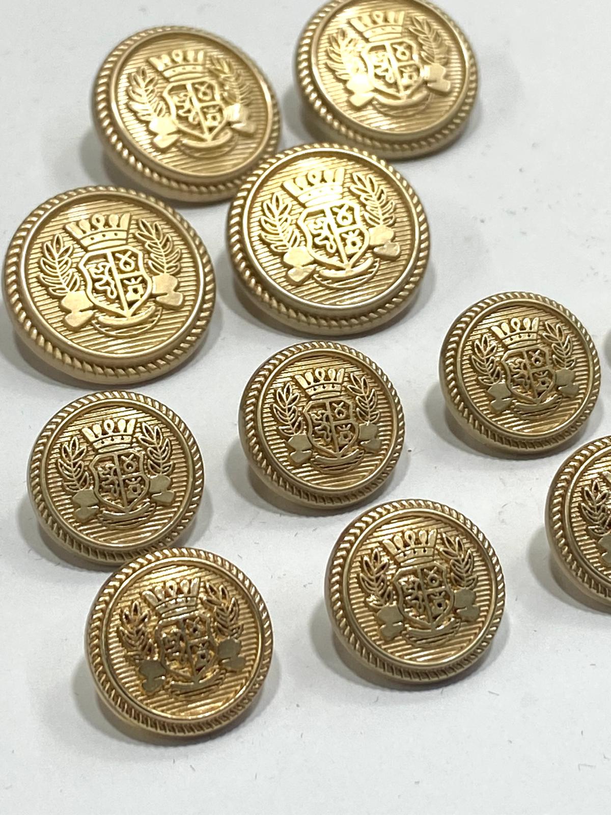 Blazer Ceket Düğmesi Takımı / 4+8 set / Mat Gold /