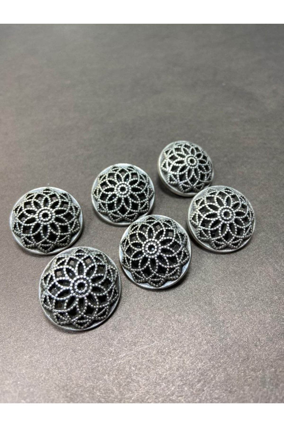 Kaban Manto Düğmesi / Metal Düğme / Eskitme Gümüş / 3 Cm / 6 Lı Set/mde