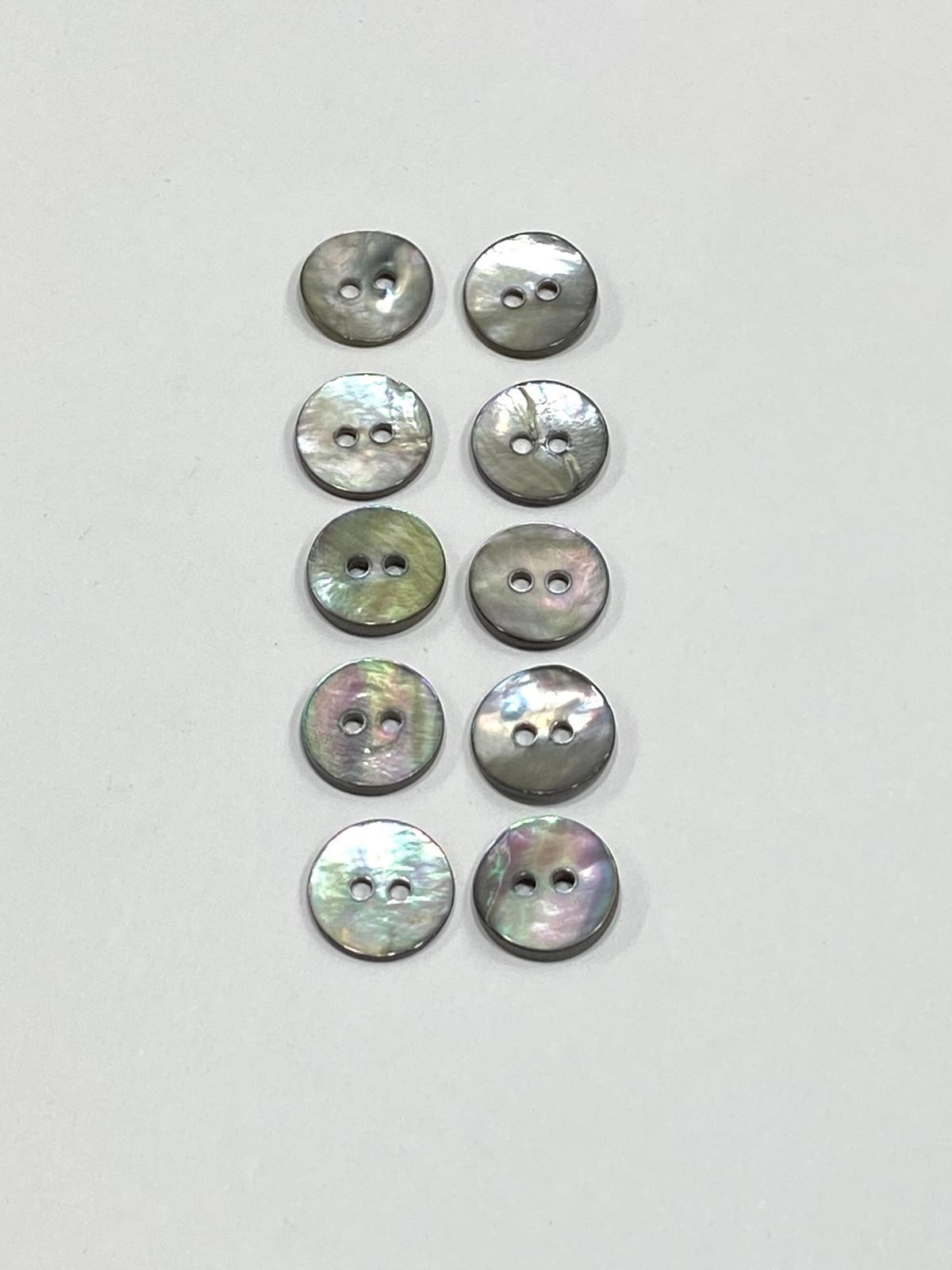 Sedef Düğme/ Gerçek Sedef Düğme / Füme Renk 1.2 mm / 10 lu set