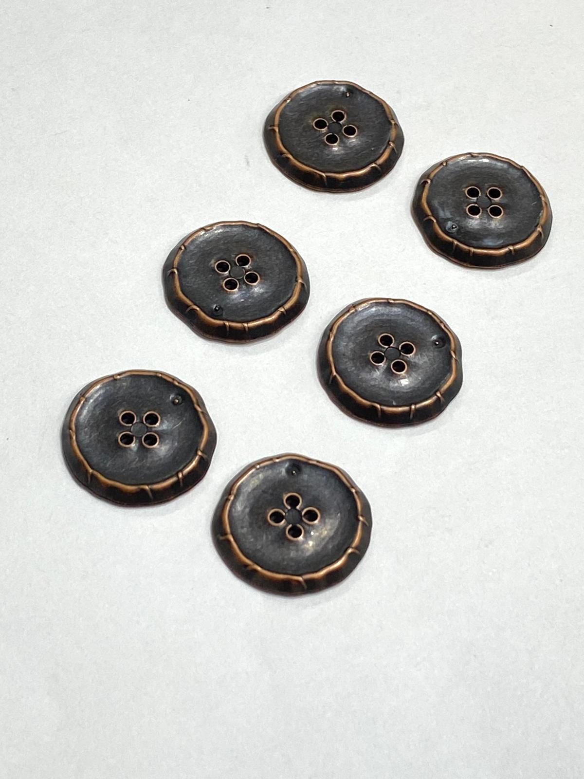 İtalyan Hırka Ceket Düğmesi / 6 lı set / 1,8 cm / Bakır Vintage / m03254