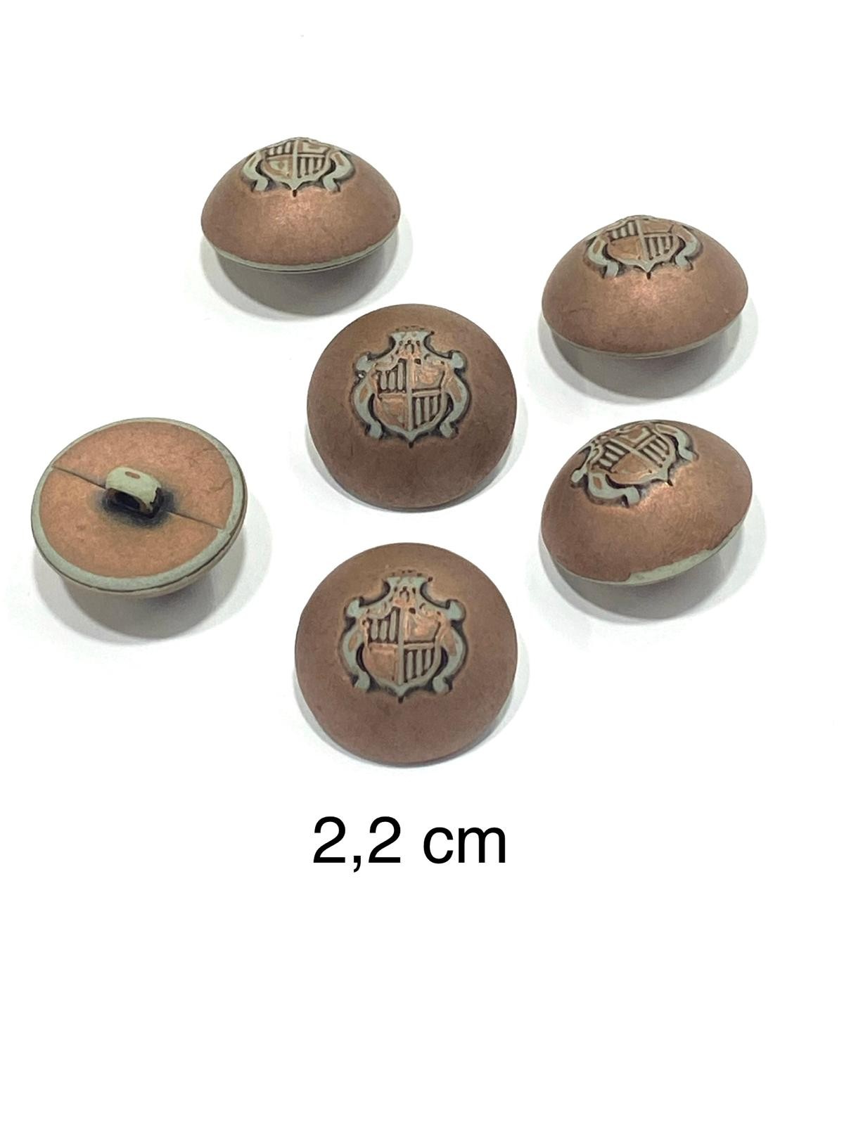 Bombeli Eskitme İtalyan Düğme /2,2 cm / 6 lı set